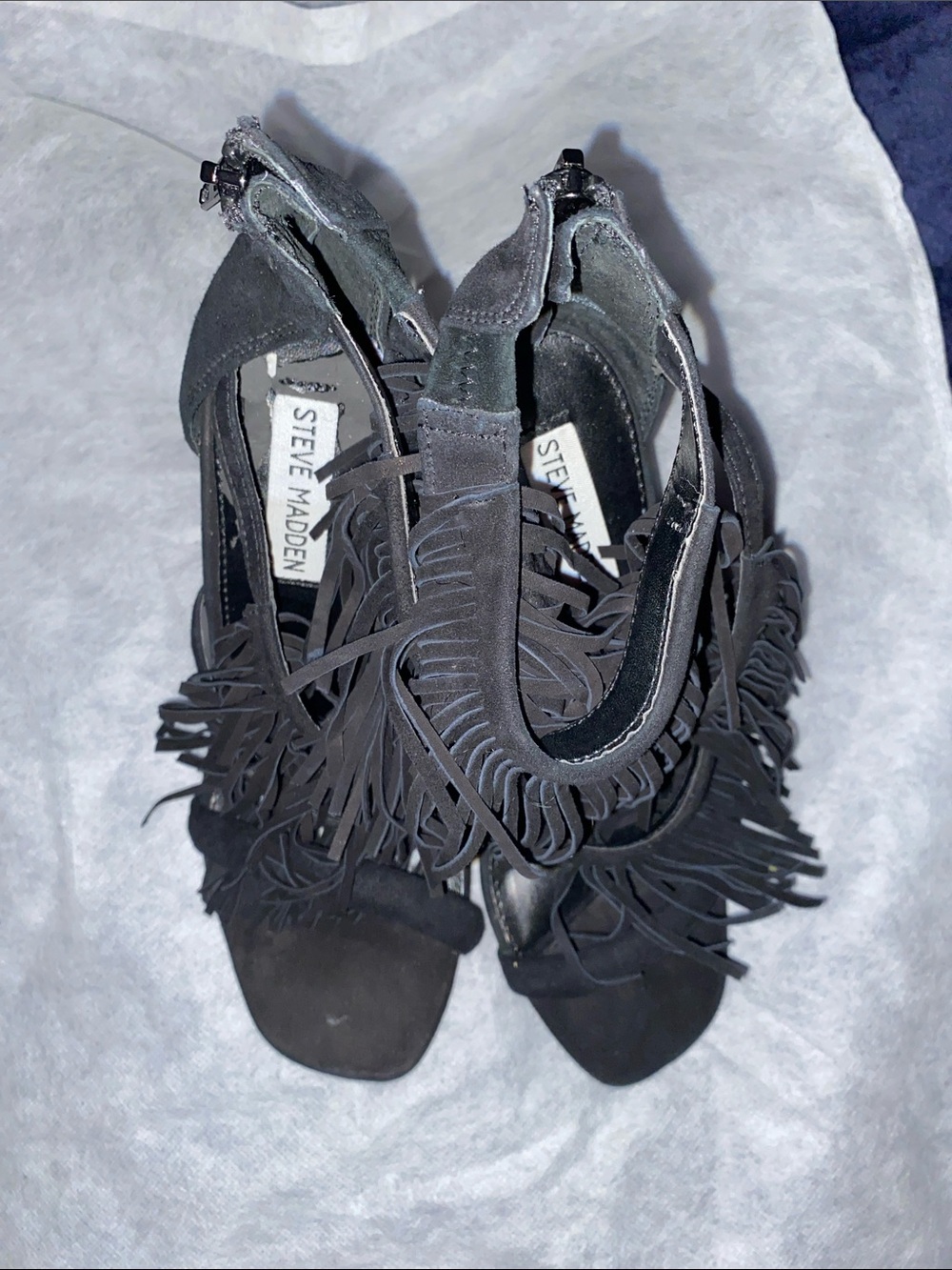 Steve Madden Fringly Black Fringe Heels